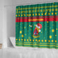 Cameroon Christmas Shower Curtain Coat of Arms Santa Hat and Stars Motif - African Pride