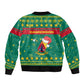 Cameroon Christmas Sleeve Zip Bomber Jacket Coat of Arms Santa Hat and Stars Motif - African Pride