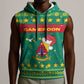 Cameroon Christmas Sleeveless Hoodie Coat of Arms Santa Hat and Stars Motif - African Pride