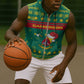 Cameroon Christmas Sleeveless Zip Hoodie Coat of Arms Santa Hat and Stars Motif - African Pride
