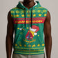 Cameroon Christmas Sleeveless Zip Hoodie Coat of Arms Santa Hat and Stars Motif - African Pride