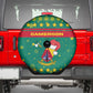 Cameroon Christmas Spare Tire Cover Coat of Arms Santa Hat and Stars Motif - African Pride