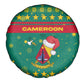 Cameroon Christmas Spare Tire Cover Coat of Arms Santa Hat and Stars Motif - African Pride
