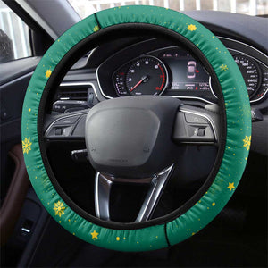 Cameroon Christmas Steering Wheel Cover Coat of Arms Santa Hat and Stars Motif - African Pride