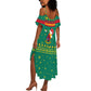 Cameroon Christmas Summer Maxi Dress Coat of Arms Santa Hat and Stars Motif - African Pride