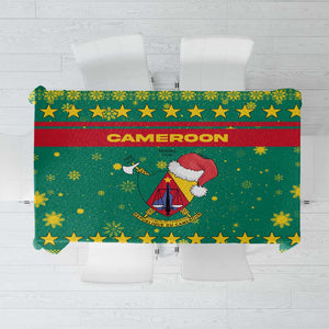Cameroon Christmas Tablecloth Coat of Arms Santa Hat and Stars Motif - African Pride