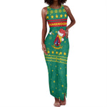 Cameroon Christmas Tank Maxi Dress Coat of Arms Santa Hat and Stars Motif - African Pride