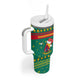 Cameroon Christmas Tumbler With Handle Coat of Arms Santa Hat and Stars Motif - African Pride