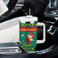 Cameroon Christmas Tumbler With Handle Coat of Arms Santa Hat and Stars Motif - African Pride