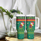 Cameroon Christmas Tumbler With Handle Coat of Arms Santa Hat and Stars Motif - African Pride