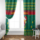 Cameroon Christmas Window Curtain Coat of Arms Santa Hat and Stars Motif - African Pride