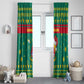 Cameroon Christmas Window Curtain Coat of Arms Santa Hat and Stars Motif - African Pride