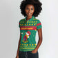 Cameroon Christmas Women Polo Shirt Coat of Arms Santa Hat and Stars Motif - African Pride