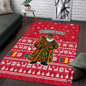 Cameroon Christmas Area Rug Snowflake Pattern Traditional Santa and Map Motif - African Pride