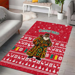 Cameroon Christmas Area Rug Snowflake Pattern Traditional Santa and Map Motif - African Pride