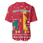 Cameroon Christmas Baseball Jersey Snowflake Pattern Traditional Santa and Map Motif - African Pride