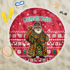 Cameroon Christmas Beach Blanket Snowflake Pattern Traditional Santa and Map Motif - African Pride