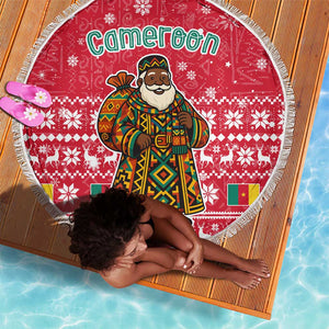 Cameroon Christmas Beach Blanket Snowflake Pattern Traditional Santa and Map Motif - African Pride