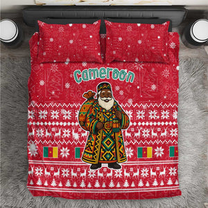Cameroon Christmas Bedding Set Snowflake Pattern Traditional Santa and Map Motif - African Pride