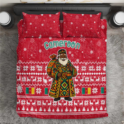 Cameroon Christmas Bedding Set Snowflake Pattern Traditional Santa and Map Motif - African Pride