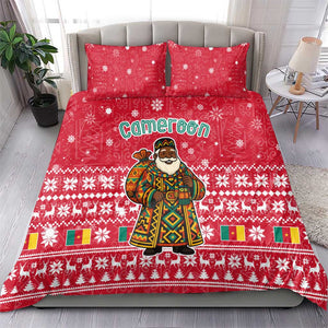 Cameroon Christmas Bedding Set Snowflake Pattern Traditional Santa and Map Motif - African Pride