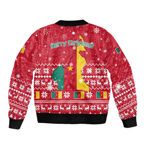 Cameroon Christmas Bomber Jacket Snowflake Pattern Traditional Santa and Map Motif - African Pride