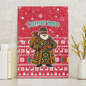 Cameroon Christmas Canvas Wall Art Snowflake Pattern Traditional Santa and Map Motif - African Pride