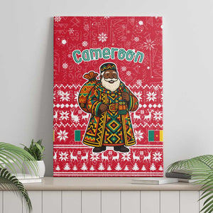 Cameroon Christmas Canvas Wall Art Snowflake Pattern Traditional Santa and Map Motif - African Pride