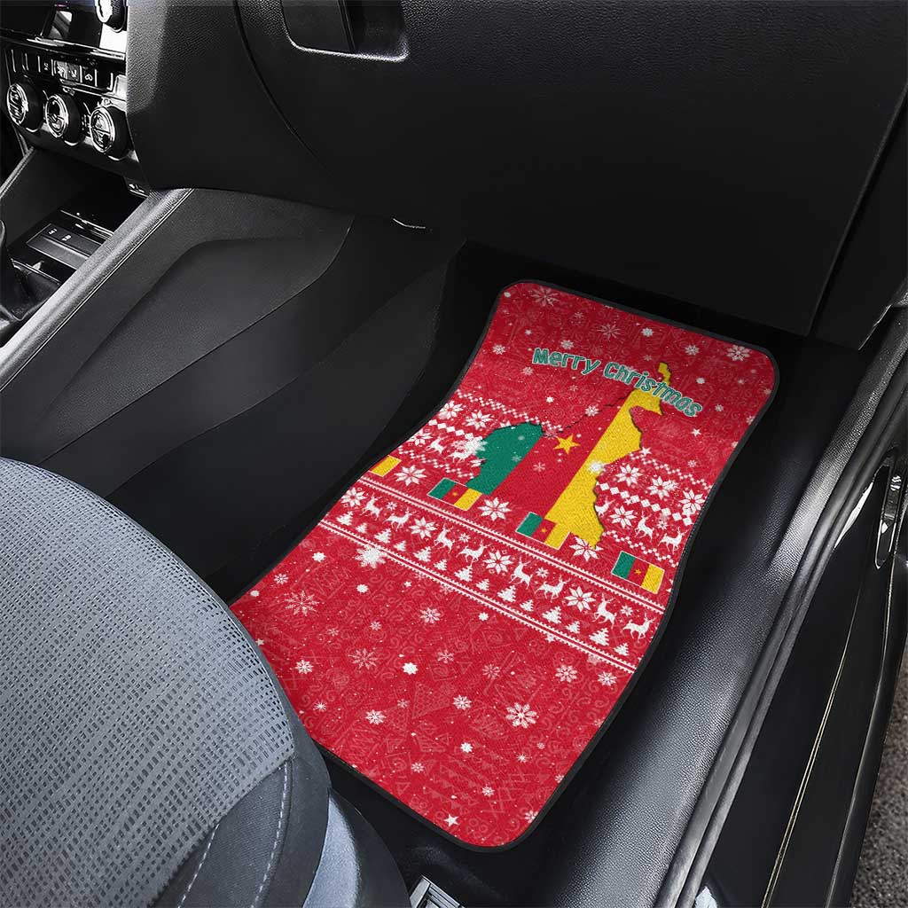 Cameroon Christmas Car Mats Snowflake Pattern Traditional Santa and Map Motif - African Pride