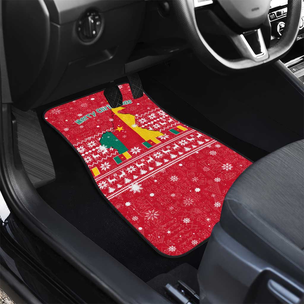 Cameroon Christmas Car Mats Snowflake Pattern Traditional Santa and Map Motif - African Pride