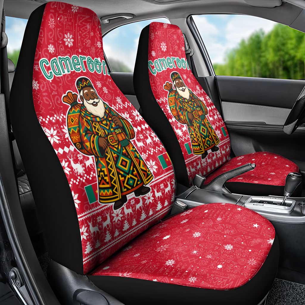 Cameroon Christmas Car Seat Cover Snowflake Pattern Traditional Santa and Map Motif - African Pride