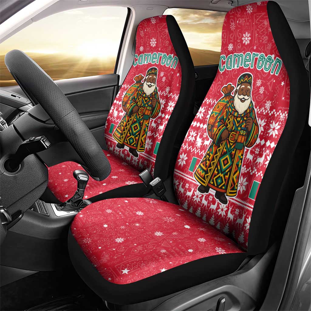Cameroon Christmas Car Seat Cover Snowflake Pattern Traditional Santa and Map Motif - African Pride