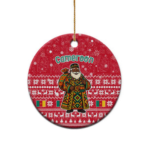 Cameroon Christmas Ceramic Ornament Snowflake Pattern Traditional Santa and Map Motif - African Pride
