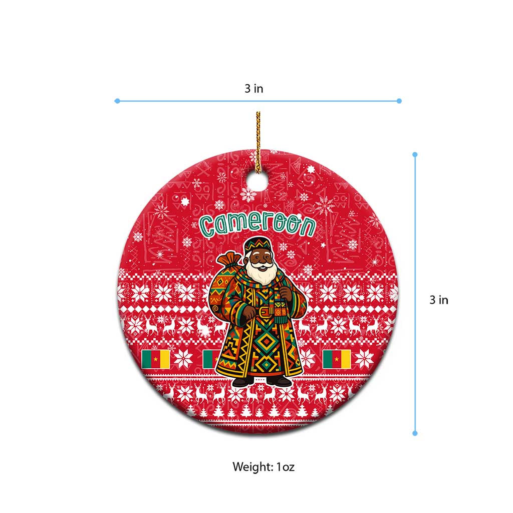 Cameroon Christmas Ceramic Ornament Snowflake Pattern Traditional Santa and Map Motif - African Pride