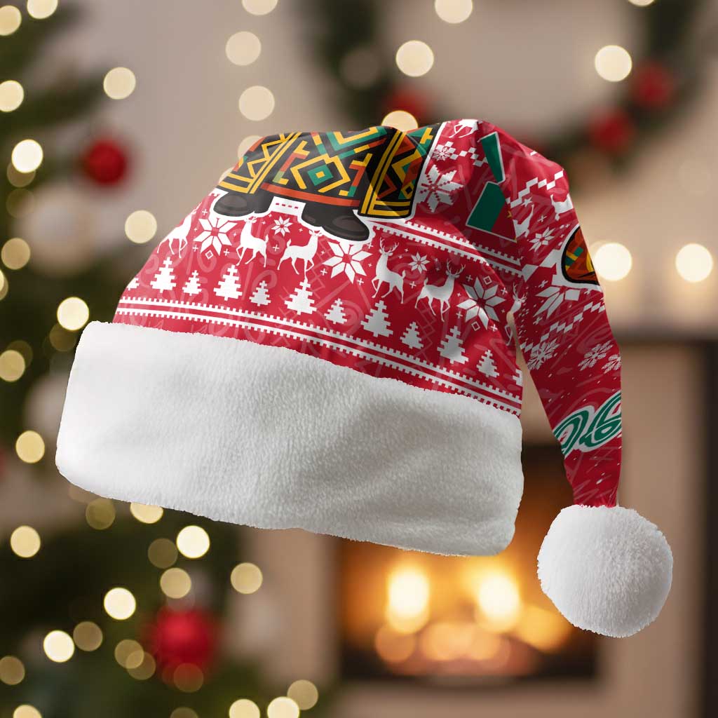 Cameroon Christmas Santa Hat Snowflake Pattern Traditional Santa and Map Motif - African Pride