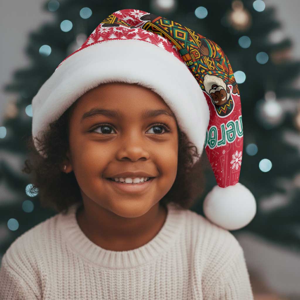 Cameroon Christmas Santa Hat Snowflake Pattern Traditional Santa and Map Motif - African Pride