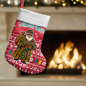 Cameroon Christmas Stocking Snowflake Pattern Traditional Santa and Map Motif - African Pride
