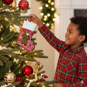 Cameroon Christmas Stocking Snowflake Pattern Traditional Santa and Map Motif - African Pride