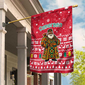 Cameroon Christmas Garden Flag Snowflake Pattern Traditional Santa and Map Motif - African Pride