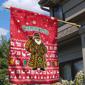 Cameroon Christmas Garden Flag Snowflake Pattern Traditional Santa and Map Motif - African Pride