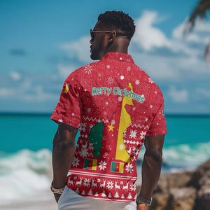 Cameroon Christmas Hawaiian Shirt Snowflake Pattern Traditional Santa and Map Motif - African Pride