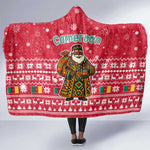 Cameroon Christmas Hooded Blanket Snowflake Pattern Traditional Santa and Map Motif - African Pride