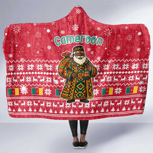Cameroon Christmas Hooded Blanket Snowflake Pattern Traditional Santa and Map Motif - African Pride