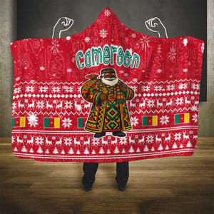 Cameroon Christmas Hooded Blanket Snowflake Pattern Traditional Santa and Map Motif - African Pride