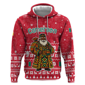 Cameroon Christmas Hoodie Snowflake Pattern Traditional Santa and Map Motif - African Pride