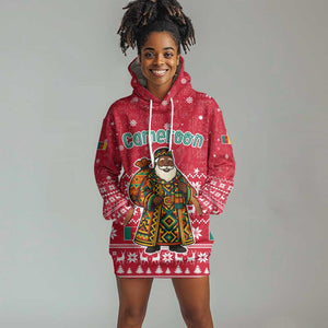 Cameroon Christmas Hoodie Dress Snowflake Pattern Traditional Santa and Map Motif - African Pride