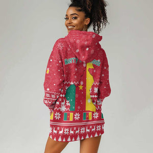 Cameroon Christmas Hoodie Dress Snowflake Pattern Traditional Santa and Map Motif - African Pride