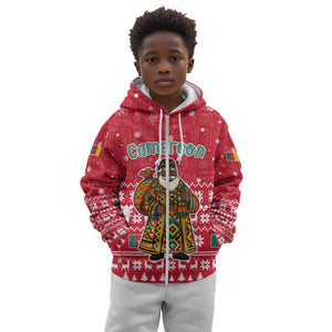 Cameroon Christmas Kid Hoodie Snowflake Pattern Traditional Santa and Map Motif - African Pride