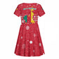 Cameroon Christmas Kid Short Sleeve Dress Snowflake Pattern Traditional Santa and Map Motif - African Pride