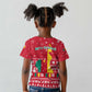 Cameroon Christmas Kid T shirt Snowflake Pattern Traditional Santa and Map Motif - African Pride